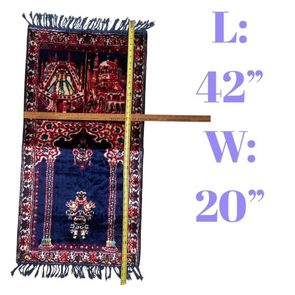 Arabian Muslim Islamic Temple Mosque Vintage Swan Velveteen Prayer Rug Tapestry - Picture 4 of 6